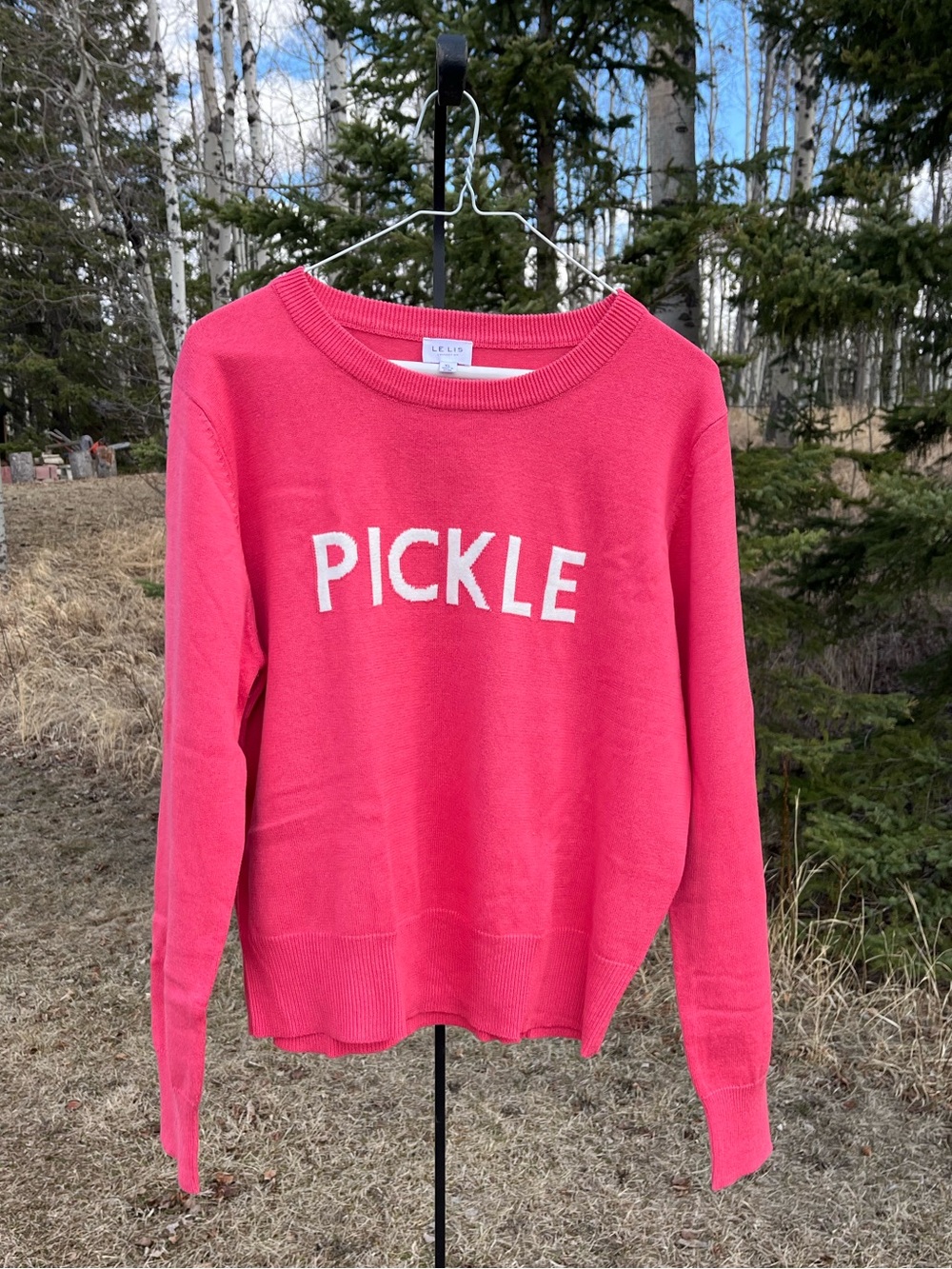 XL Le Lis Pink 'PICKLE' Crewneck Sweater